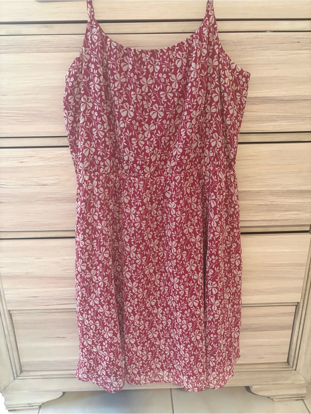 Loft Womens Burgundy and White Floral Dress for Sori g and Summer